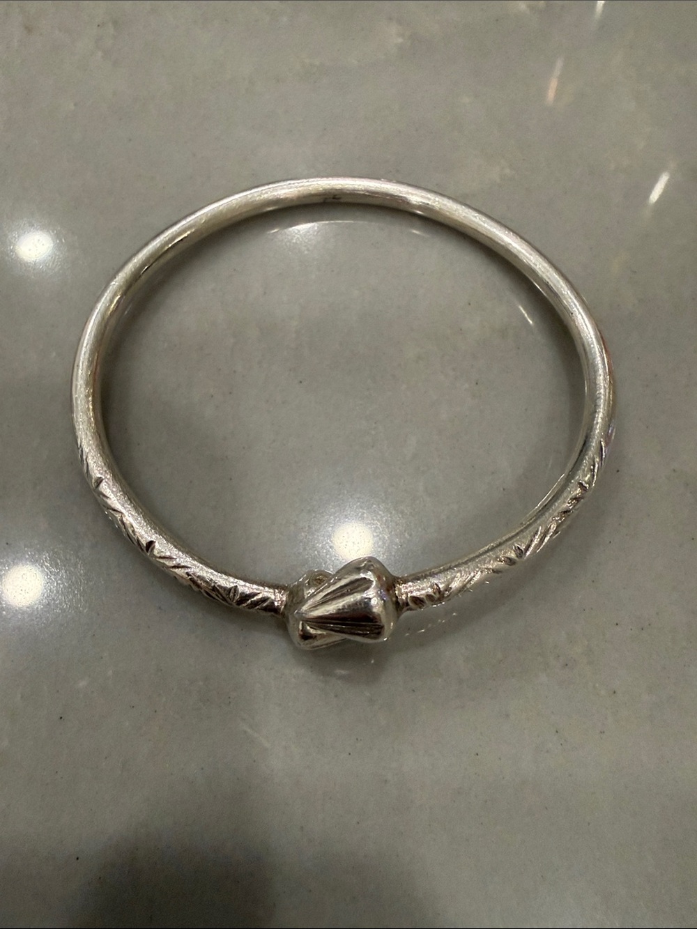 Sterling Silver Engraved Bangle Bracelet - Silver